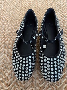 a new day Black Rhinestone Mary Jane Flats for Kids